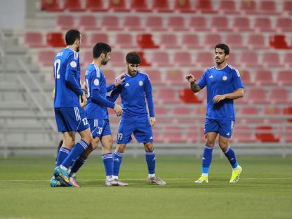 لاعبو نادي الخور يحتفلون بتسجيل هدف في مرمى الدحيل بكأس الاتحاد القطري - 19 مارس 2024 - X/@alkhor_club