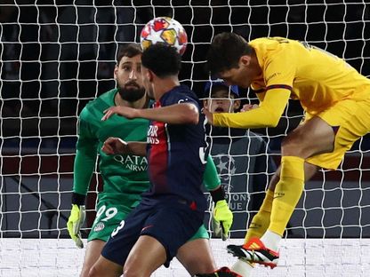 رأسية أندريس كريستنسين تمنح برشلونة الفوز على باريس سان جيرمان في ذهاب ربع نهائي دوري أبطال أوروبا 10-4-2024 - Reuters