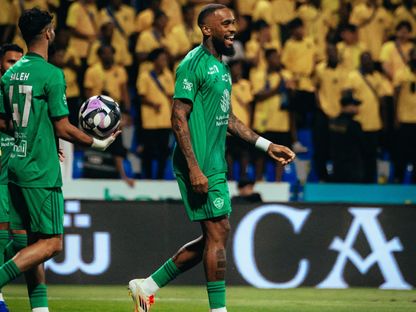 إيفان توني مهاجم الأهلي يحتفل بهدفه أمام التعاون بدوري روشن السعودي - 11 مايو 2026 - x@ALAHLI_FC