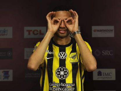 يوسف النصيري أثناء تقديمه كلاعب جديد في صفوف الاتحاد - 4 فبراير 2026 - X/@ittihad