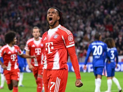 مايكل أوليس لاعب بايرن ميونيخ يحتفل بهدف الفريق الأول أمام تشيلسي في دوري أبطال أوروبا - 17 سبتمبر 2025 - Reuters