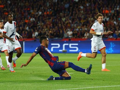 فيران توريس مهاجم برشلونة يسجل هدفاً ضد باريس سان جيرمان - 1 أكتوبر 2025 - Reuters