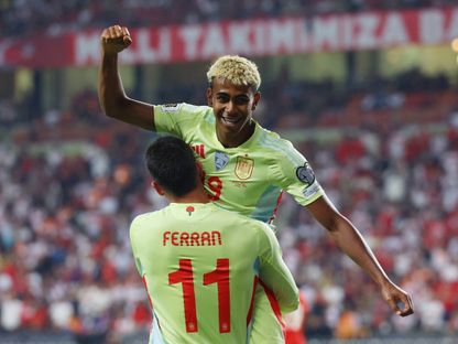 لامين يامال يحتفل بهدفه في مباراة إسبانيا وتركيا بتصفيات أوروبا المؤهلة لكأس العالم - 7 سبتمبر 2025 - Reuters