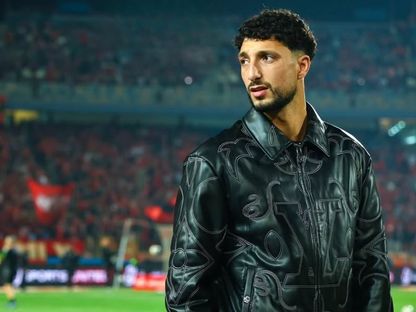 المهاجم الفلسطيني وسام أبو علي في ستاد القاهرة قبل مباراة للنادي الأهلي - DLVInKZORNk/