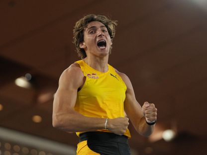 موندو دوبلانتيس خلال لقاء موناكو بالدوري الماسي لألعاب القوى - 11 يوليو 2025 - Reuters