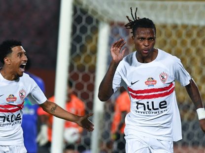 شيكو بانزا لاعب الزمالك يحتفل بتسجيل هدف أمام فاركو في الدوري المصري - 26 أغسطس 2025 - @ZSCOfficial/x