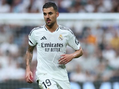 لاعب ريال مدريد داني سيبايوس خلال مباراة ريال سوسيداد في الدوري الإسباني - 24 مايو 2025 - Reuters