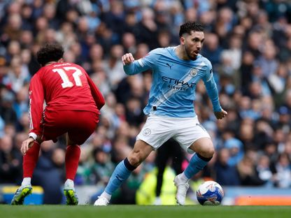 ريان شرقي خلال مباراة مانشستر سيتي وليفربول بكأس الاتحاد الإنجليزي - 4 أبريل 2026 - Reuters