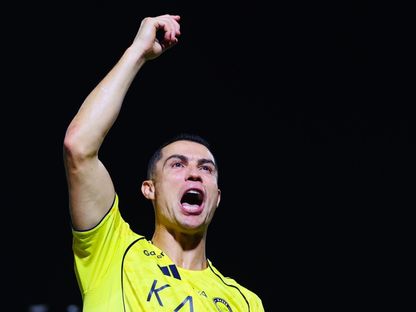 كريستيانو رونالدو يحتفل بفوز النصر على نيوم في الدوري السعودي - 8 نوفمبر 2025 - x@AlNassrFC