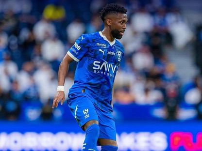 حمد اليامي لاعب الهلال في مباراة العروبة بدوري روشن السعودي - 12 مايو 2025 - X/@Alhilal_FC