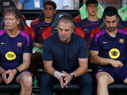 هانزي فليك مدرب برشلونة خلال مواجهة مايوركا بالدوري الإسباني - 16 أغسطس 2025 - Reuters
