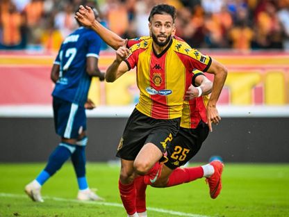 احتفال عماد فراج لاعب الترجي بتسجيل هدف في مرمى السويحلي بدوري أبطال إفريقيا - 24 أكتوبر 2026 - FB/@Espérance Sportive de Tunis