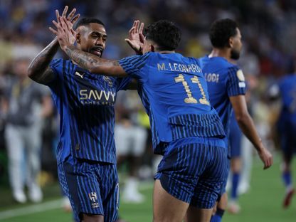 احتفال لاعبي الهلال بتسجيل هدف في مرمى مانشستر سيتي بكأس العالم للأندية - 1 يوليو 2025 - Reuters