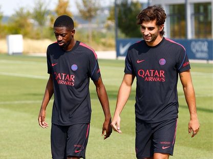 فيران توريس وعثمان ديمبيلي في تدريبات باريس سان جيرمان - 15 أغسطس 2026 - x@PSG_inside