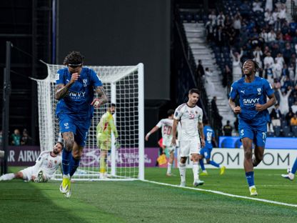 احتفال لاعبي الهلال بتسجيل هدف في مرمى الوحدة بدوري دوري أبطال آسيا للنخبة - 16 فبراير 2026 - X/@Alhilal_FC