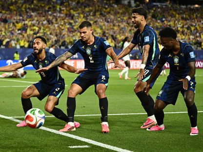 ماتيوس كونيا يحتفل بهدفه في مباراة البرازيل وهايتي بكأس العالم - 20 يونيو 2026 - Reuters