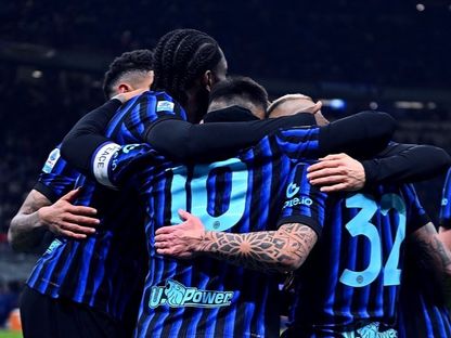 فرحة لاعبي إنتر بهدف أمام نابولي في الدوري الايطالي - 11 يناير 2026 - Inter/x