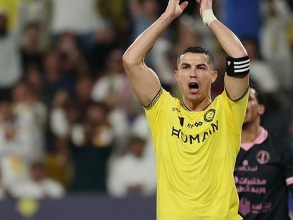 احتفال كريستيانو رونالدو نجم النصر بهدفه في مرمى الخلود بالدوري السعودي - 29 أكتوبر 2026 - X/@aawsat_spt