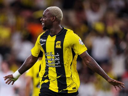 احتفال جورج إيلينيكنا مهاجم الاتحاد بتسجيل هدف في مرمى الفيحاء بالدوري السعودي - 8 سبتمبر 2026 - X/@SPL