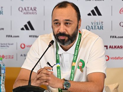 طارق السكيتيوي مدرب منتخب المغرب في مؤتمر صحافي - 1 ديسمبر 2025 - X/@EnMaroc