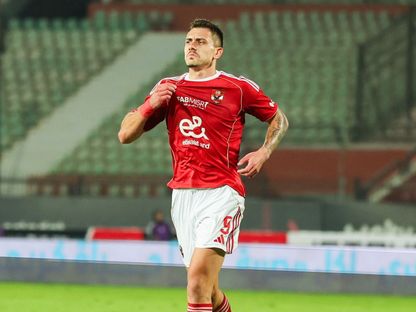 احتفال نيتس غراديشار مهاجم الأهلي بتسجيل هدف في مرمى طلائع الجيش بكأس عاصمة مصر - 15 يناير 2026 - X/@AlAhly