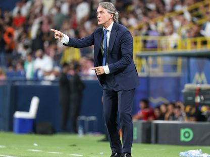 روبرتو مانشيني مدرب المنتخب السعودي خلال مباراة الأردن بتصفيات كأس العالم 2026- 11 يونيو 2024 - X/@aawsat_spt