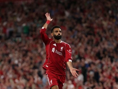 محمد صلاح يقلّد احتفالية زميله الراحل ديوغو جوتا بعد تسجيل الهدف ضد بورنموث - 15 أغسطس 2025 - X/LFC