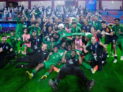 احتفالات المنتخب السعودي بالفوز على كوريا الجنوبية في نصف نهائي كأس آسيا تحت 17 عاماً - 17 أبريل 2025 - x@SaudiNT