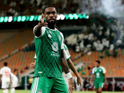 إحتفال إيفان توني مهاجم الأهلي بتسجيل هدف في مرمى أبها بالدوري السعودي - 22 أغسطس 2026 - X/@ALAHLI_FC