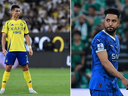 لاعب الهلال سالم الدوسري ولاعب النصر كريستيانو رونالدو في صورة مُركبة - الشرق
