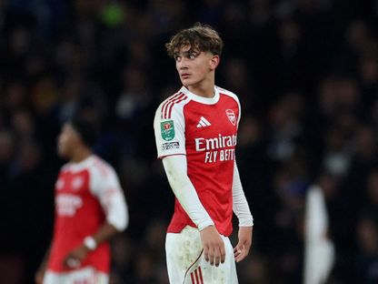 ماكس داومان لاعب أرسنال خلال مواجهة برايتون في كأس الرابطة - 29 أكتوبر 2025 - Reuters