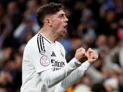 فالفيردي يحتفل بتسجيله هدفه الرابع خلال مبارة ريال مدريد ضد سيلتا فيغو/ 17 يناير 2025 - Reuters