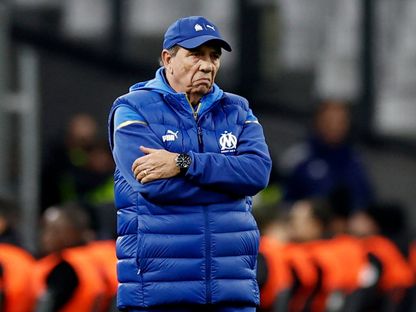 المدرب الفرنسي جان لويس غاسيه خلال مباراة بين أولمبيك مارسيليا وفياريال في الدوري الأوروبي - 8 مارس 2024 - Reuters