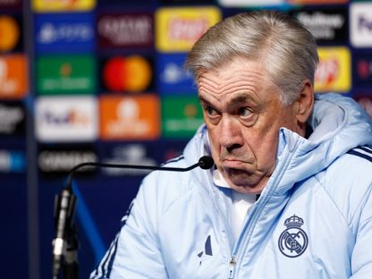 مدرب ريال مدريد كارلو أنشيلوتي في مؤتمر صحفي قبل مواجهة بريست في دوري أبطال أوروبا - 28 يناير 2025 - Reuters