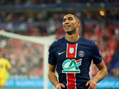 لاعب باريس سان جيرمان  أشرف حكيمي خلال مباراة نهائي كأس فرنسا أمام ستاد ريمس - 24 مايو 2025 - Reuters