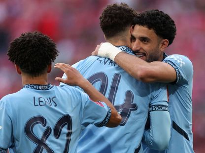 عمر مرموش في انتصار مانشستر سيتي على نوتنغهام فورست بنصف نهائي كأس الاتحاد الإنجليزي 27-4-2025 - Reuters
