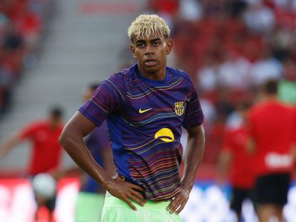 لامين يامال قبل مباراة بين برشلونة ومايوركا - 16 أغسطس 2025 - REUTERS