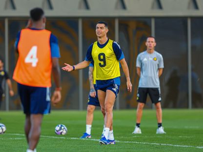 كريستيانو رونالدو خلال تدريبات النصر تحضيراً لمباراة الحزم بالدوري السعودي - 20 فبراير 2026 - X/AlNassrFC