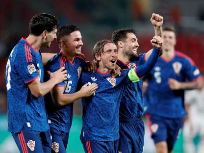 لوكا مودريتش قائد كرواتيا يحتفل بتسجيل هدف في شباك التشيك ضمن دوري الأمم الأوروبية - 26 سبتمبر 2026 - REUTERS