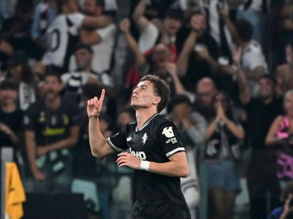 كينان يلدز بعد تسجيله هدفاً ليوفنتوس في مرمى بوروسيا دورتموند بدوري أبطال أوروبا - 16 سبتمبر 2025 - REUTERS