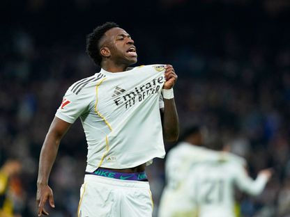 فينيسيوس يحتفل بعدما سجل لريال مدريد أمام رايو فايكانو - 1 فبراير 2026 - Reuters