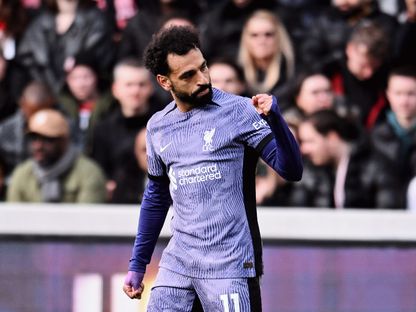 محمد صلاح يحتفل بتسجيله هدفاً لليفربول في مرمى برينتفورد – 17 فبراير 2024 - X/@LFC