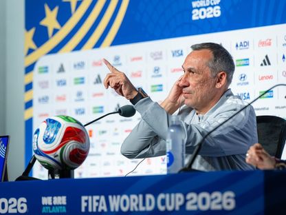مدرب السعودية جيورجيوس دونيس خلال مؤتمر صحافي كأس العالم - 21 يونيو 2026 - X/@SPA_Spor