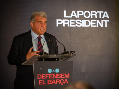 جوان لابورتا خلال إطلاق حملته في انتخابات رئاسة برشلونة - 17 فبراير 2026 - X/@JoanLaportaFCB