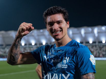 احتفال داروين نونيز بفوز الهلال على الاتفاق في الدوري السعودي - 18 أكتوبر 2025 - X/@Alhilal_FC