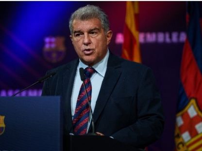جوان لابورتا رئيس برشلونة خلال كلمة لأعضاء الجمعية العمومية للنادي - 19 أكتوبر 2025 - x/fcbarcelona