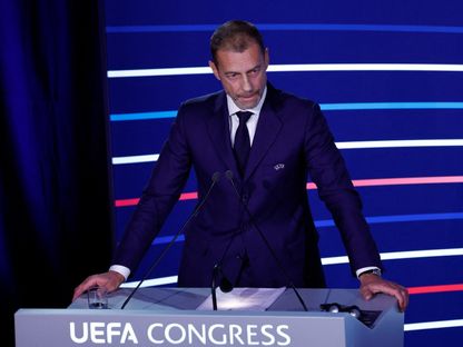 رئيس الاتحاد الأوروبي للكرة ألكسندر تشيفيرين خلال اجتماع "يويفا" في باريس - فبراير 2024 - Reuters