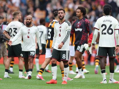 حسرة برونو فيرنانديز بعد مباراة هال سيتي ومانشستر يونايتد في الدوري الإنجليزي الممتاز - 22 أغسطس 2026 - Reuters