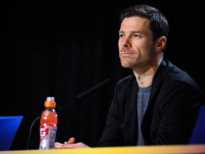 مدرب باير ليفركوزن تشابي ألونسو خلال مؤتمر صحافي - 20 يناير 2025 - X/@bayer04fussball