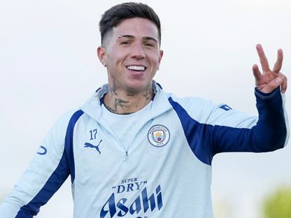 إنزو فيرنانديز خلال تدريب مانشستر سيتي - 22 أكتوبر 2026 - X/@Cityarabia